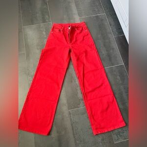 H&M Divided Red Denim Pants, Size 8/40
